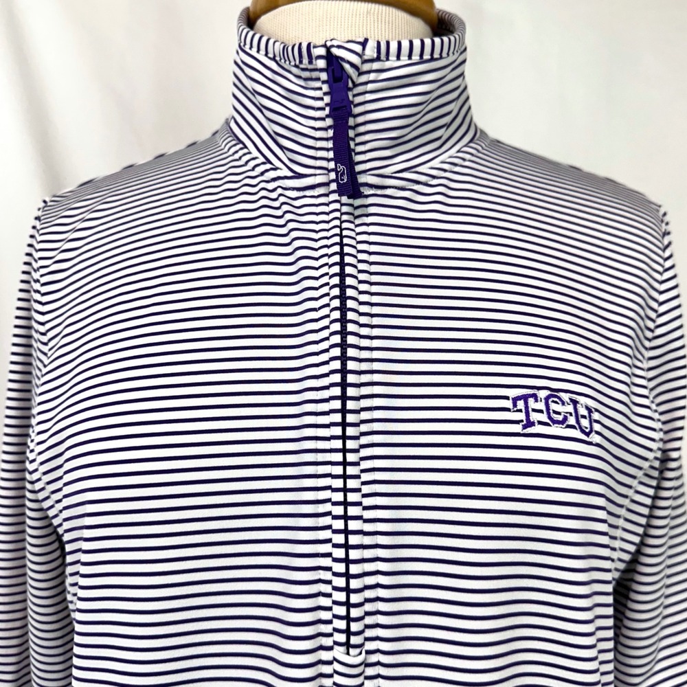 VINEYARD VINES TCU Horned Frogs Sankaty Quarter Zip Pullover Women's L Purple - Picture 2 of 8